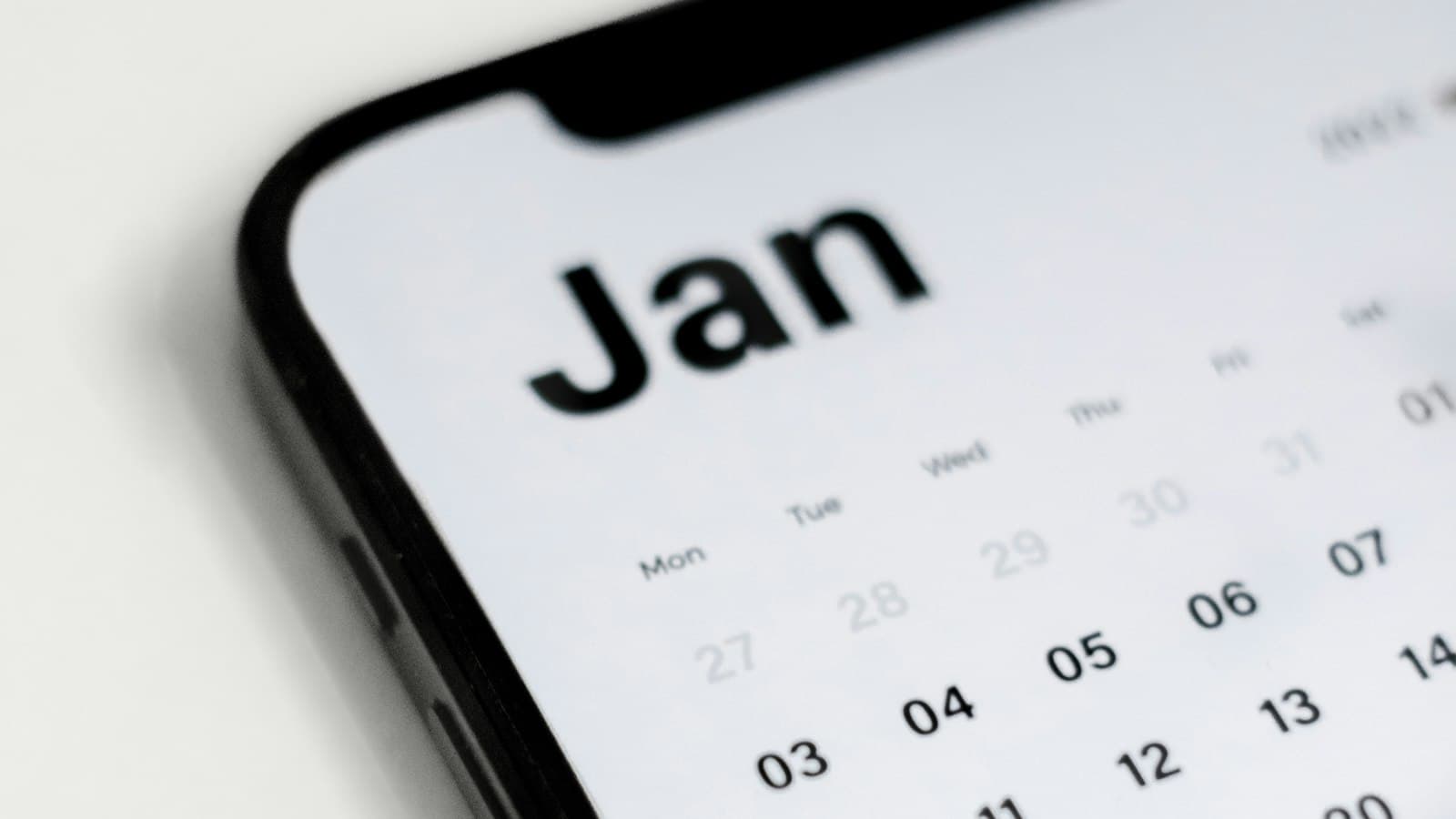 A month view open on a phone screen