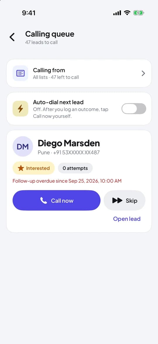 Calling queue on iPhone